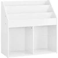 SoBuy Bücherregal für Kinder - Zeitungsständer & Aufbewahrungsregal in Weiß - Praktisches Bücherregal für Kinderzimmer mit 3 Fächern. Ideal zur Aufbewahrung von Büchern und Spielzeug. Einfache Montage, stabil und in elegantem Weiß.