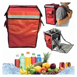 trends4cents Kühlbox isolierte Kühlbox, Rucksack 42 Liter, Klarsichthülle vorne vorhanden, für Werbung, Flyer, etc.. rot