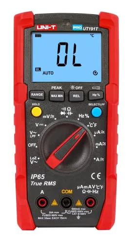 UNI-T UT191E Professionelles Multimeter - Robustes Multimeter mit IP65-Schutz, ideal für präzise Messungen bis 600V AC/DC und 20A. Ideal für den täglichen Einsatz in anspruchsvollen Umgebungen.