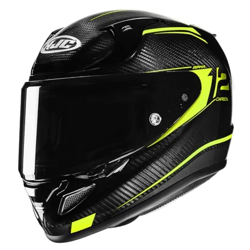 HJC RPHA 12 Carbon KERES MC3H Integraler Motorradhelm, Größe S - Leichter und schlagfester Motorradhelm mit aerodynamischer Schalenstruktur. Doppel-D-Schnallenverriegelung und umfangreiche Belüftung sorgen für Komfort und Sicherheit bei jeder Fahrt.