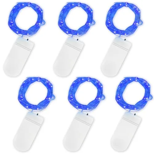 Jsdoin LED Mini Lichterkette mit Batterie, 6x20er Micro Lichterkette außen Batterie, 2M DIY kleine Lichterketten Wasserdicht für Party Hochzeit Weihnachten Beleuchtung Deko (Blau, 6 Pack)