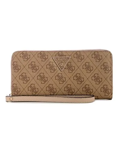 GUESS Damen Geldbörse Laurel II Latte Logo - Elegantes Portemonnaie mit 12 Kartenfächern und praktischem Reißverschluss, ideal für stilbewusste Frauen, die Funktionalität und Design schätzen.