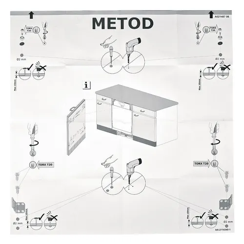 Einbauschablone METOD AEG/Whirlpool 140021487032 für IKEA Geschirrspüler