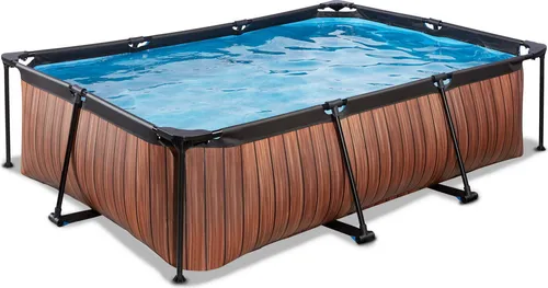EXIT Swimming Pool rechteckig 220 x 150 x 65 cm - Braun - Swimming Pool mit pulverbeschichtetem stählernem Rahmen für hohe Stabilität und Langlebigkeit. Ideal für erfrischende Sommertage im eigenen Garten!