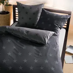 TRAUMSCHLAF Bettwäsche Stars Darkzinn, 3-teilig - Biber Bettwäsche-Set in zinnfarben, aus reiner Baumwolle, warm und kuschelig weich, ideal für kalte Nächte mit Qualitätsreißverschluss.