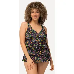 Ulla Popken Plus Size Tankini mit Früchten - Tankini-Oberteil für Damen, mit Softcups und trendigen Volants, aus recyceltem Material für umweltbewusste Modebewusste.