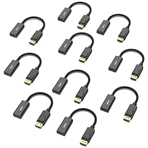 BENFEI DisplayPort zu HDMI Adapter, 10 Stück, Vergoldeter DisplayPort/DP von Computer/Laptop zu HDMI von Monitor/TV/Projektor Konverter (Nicht bidirektional, Nicht kompakt mit USB-Anschluss)