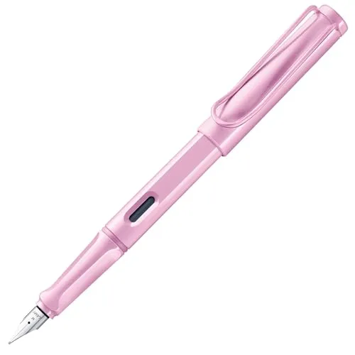 Lamy safari lightrose Füller - Ergonomischer Füllhalter mit polierter Stahlfeder EF, ideal für Schule und Büro, inklusive blauer Tintenpatrone