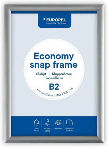 EUROPEL Plakatrahmen ECONOMY DIN B2 25 mm silber eloxiert