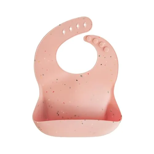 mushie silikon bib für Kinder | Lätzchen mit Auffangschale | BPA frei wasserdicht | Abwaschbar Lätzchen mit verstellae Passform | Sichere & Hochwertige für Kleinkinder & Baby | Pink Confetti