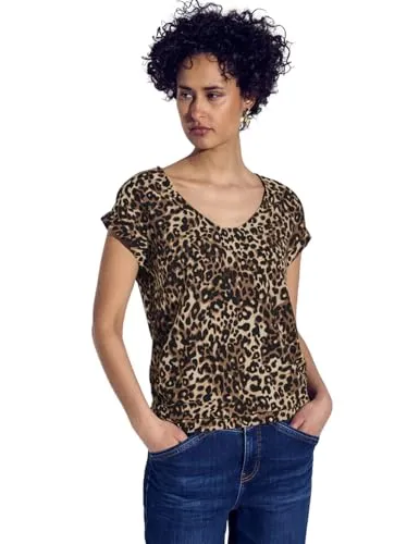 Street One Damen Bluse mit Leo-Muster - Stylische Damenbluse mit Rundhalsausschnitt und Leo-Muster, aus weicher Viskose für einen angenehmen Tragekomfort.