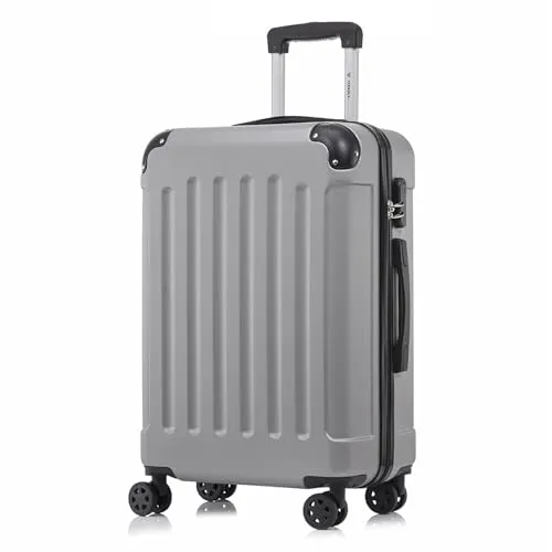 yonsly Koffer Suitcase L Hellgrau – Robuster Trolley mit 4 Rollen - Praktischer Reisekoffer mit 360°-Rollen für mühelose Mobilität. Aus hochwertigem ABS-Material, leicht und stoßfest. Integriertes Sicherheitsschloss für sorgenfreies Reisen.