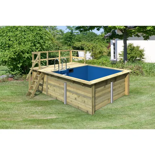 Karibu Holzpool Nemo mit Sonnenterrasse und Poolset - Der Karibu Holzpool Nemo bietet eine großzügige Sonnenterrasse und kommt im praktischen Set mit Sandfilteranlage sowie Zubehör. Ideal für entspannte Sommertage im eigenen Garten.
