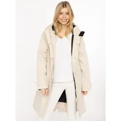 Zwillingsherz Parka "Keep Smiling" in Creme - S - Stylischer Parka mit Kapuze und praktischen Pattentaschen. Ideal für kühle Tage, bietet er Komfort und Funktionalität in einem modernen Design.
