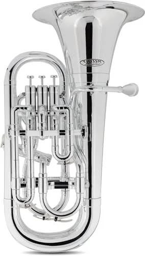Classic Cantabile MardiBrass KEU-30SR Bb Euphonium aus ABS-Kunststoff - 4 Perinet-Ventile 3+1 Aluminium - sehr leicht 2,0 kg - Schallbecher 315 mm - Gigbag Mundstück Reinigungstuch - Silber
