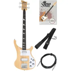 Rocktile Pro RB-400N Lumberjack E-Bass Set - E-Bass Set mit 2 Pickups und separater Regelung, inklusive Gitarrengurt, Kabel & E-Bass Schule für Anfänger - ideal für Einsteiger und Fortgeschrittene.