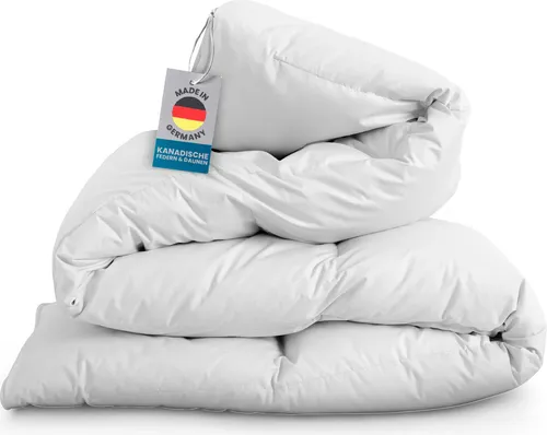 Bestlivings Federbettdecke 135x200cm - Winterdecke mit 10% Daunen - Federbetten, wärmt zuverlässig in kalten Nächten, 1400 g Füllgewicht, 100% Baumwollbezug, pflegeleicht bei 40°C Maschinenwäsche.