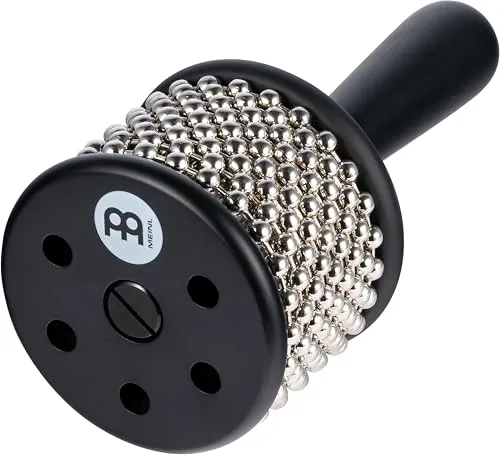 Meinl CA5BK-S Cabasa Black small - Cabasas, hochwertige Edelstahlkonstruktion mit fünf Soundöffnungen für voluminösen Klang, ideal für Musiker und Percussion-Enthusiasten.