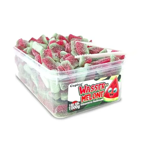 Capico Wassermelone gezuckertes Fruchtgummi (1000g) in Dose, Halal