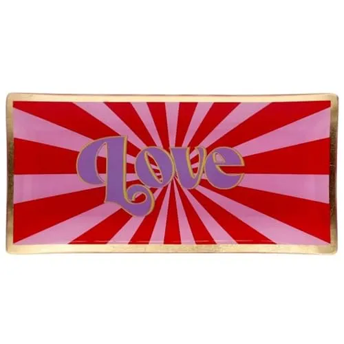 Gift Company Love Plates, Glasteller L, Motiv: Love, rosa/rot