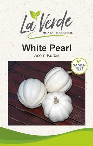 La Verde MEIN GARTEN UND ICH. White Pearl Acorn-Kürbis Samen für ca. 7–8 Pflanzen, weißer Eichelkürbis, Saatgut ohne Gentechnik