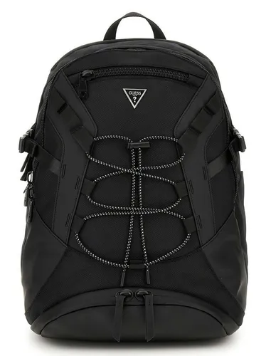 GUESS Trento Multifunktionaler Rucksack Schwarz - Entdecken Sie den GUESS Trento Rucksack mit mehreren Hauptfächern für optimale Ordnung und ergonomischem Rücken. Ideal für den täglichen Einsatz. Maße: 28 x 45 x 15 cm.