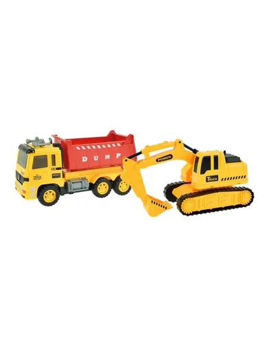 Toi-Toys Dump Truck mit Excavator - Spielzeugauto mit beweglichem Excavator, ideal für kreative Bauprojekte und Rollenspiele.