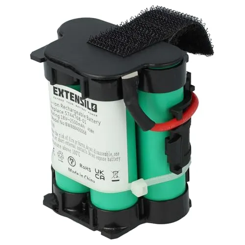EXTENSILO Akku kompatibel mit Gardena 124562, R38Li, R40, R40Li, R45Li, R50, R50Li, R70 Rasenroboter Rasenmäher (2500mAh, 18V, Li-Ion)