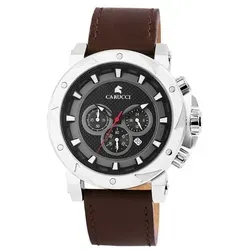 Carucci Herren Chronograph CA2218SL – Lederarmband Dunkelbraun - Stilvolle Herrenchronograph mit hochwertigem Miyota Quarzwerk, 5 ATM wasserdicht, edlem Echtlederarmband und praktischen Funktionen wie Stoppuhr und Datumsanzeige.