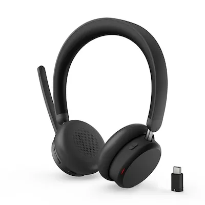 Lenovo Dual-Mode Wireless ANC Headset 6550 (USB-C, Teams) - Schnurlos Headset mit aktiver Rauschunterdrückung, ideal für ungestörte Online-Meetings und zertifiziert für Microsoft Teams.