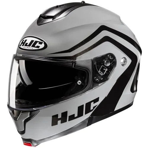 HJC C91N Nepos Klapphelm, schwarz-grau, Größe S für Männer - Leichter Klapphelm mit innovativer Polycarbonat-Schale für optimalen Komfort. Dank drehbarem Kinnbügel schnell zwischen Voll- und Offenschale wechselbar. Effiziente Belüftung sorgt für angenehmes Tragegefühl.