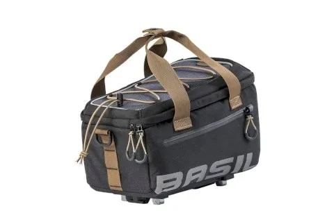 Basil Gepäckträgertasche MILES MIK 2.0 - 7 Liter inkl. MIK 2.0-Adapterplatte - Fahrradtasche in schwarz-braun, ideal für einfache Montage und sicheren Transport von Gepäck auf dem Fahrrad.