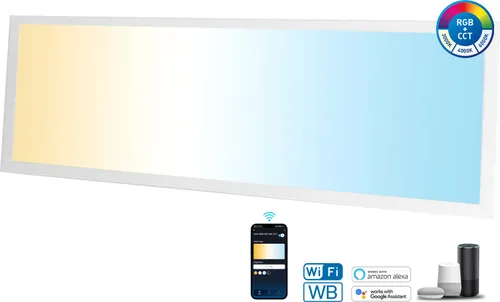 Aigostar 120x30 LED CCT Bluetooth Mesh Smart Panel Leuchte - Dimmbares LED Panel 120x30 cm mit APP-Steuerung und Sprachsteuerung (Alexa/Google). Ideal für moderne Wohnräume mit 4800 Lumen und einer Lebensdauer von 30.000 Stunden.