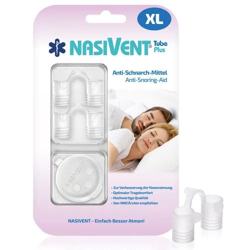 NASIVENT Tube Plus (XL) – 2er-Set Nasendilatatoren gegen Schnarchen - Atmungshilfen & Nasenstrips: Verbesserte Nasenatmung mit patentierten Haltezapfen für optimalen Tragekomfort und weniger Schnarchen.