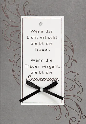 Trauer – Beileid – Kondolenz - Unverpackt - Beileidskarte im Format 11,5x17cm mi