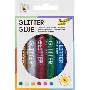 folia Glitter Glue Klebestifte 9,5 ml, 6 St.