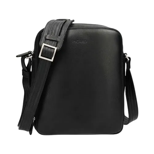 Picard Milano Schultertasche aus Leder, schwarz 6037 - Herren-Schultertasche mit längenverstellbarem Umhängegurt und flexiblem Lederpolster für optimalen Tragekomfort.