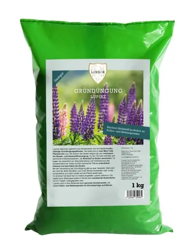Linsor Lupinen Gründünger, 1kg für 30m², blaue Süßlupine, Blumensamen, Bodenverbesserer Herbst