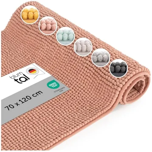 Blumtal Badematte 70x120 cm Hochflor Chenille - Rosa - Hochflor Badteppich aus weichem Chenille, saugfähig und rutschfest. Ideal für ein angenehmes Gefühl nach dem Baden. Waschbar bei 30°C für einfache Pflege.