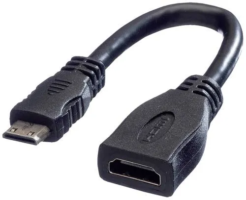 Value HDMI Anschlusskabel HDMI-A Buchse, HDMI-Mini-C Stecker 0.15 m Schwarz 11.99.5586 Geschirmt HDMI-Kabel
