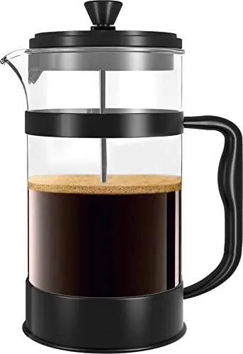 KICHLY French Press Kaffeemaschine - Tragbare Cafetière mit Edelstahlgehäuse - Hochwertige French Press für 1000 ml Kaffee oder Tee. Hitzebeständiges Glas, isolierter Rahmen für einfachen Gebrauch und schnelles Brühen. Perfekt für Kaffeeliebhaber und als Geschenk.