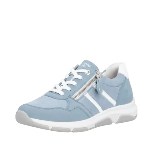 Remonte Damen Sneaker hellblau mit Wechselfußbett - Stylische Remonte Damen Sneaker in Hellblau aus Lederimitat mit bequemen Stretcheinsätzen und praktischem Reißverschluss - ideal für den Alltag!