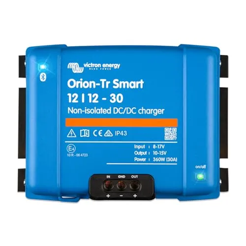 Victron Orion-Tr Smart 12/12-30A DC-DC Wandler - Professioneller DC-DC Wandler für Doppelbatteriesysteme, mit integriertem Bluetooth und adaptivem Ladealgorithmus – ideal für Fahrzeuge und Boote.