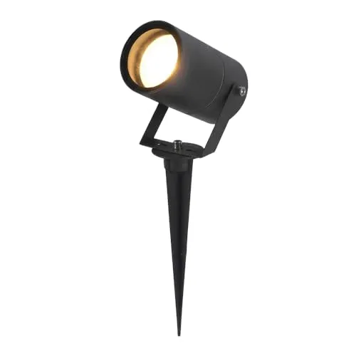 HOFTRONIC - Spikey LED Gartenstrahler Aluminium - IP65 Wasserdicht - GU10 Fassung - Dimmbar - Erdspießstrahler Schwarz (RAL9004)