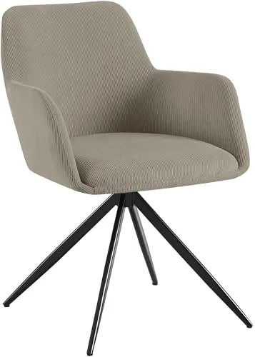 CLP Esszimmerstuhl Olema Cord - 180° drehbar und bis 150 kg belastbar - Esszimmerstuhl mit hoher Sitzkomfort und schwenkbarer Funktion. Ideal für Küche und Wohnzimmer, mit modernem Design und robustem Gestell.