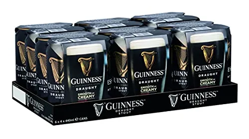 Guinness Draught 24 x 0,44 L Dose – Sortenreines Dosen-Set - Genießen Sie das ikonische Guinness Draught in praktischen Dosen. Perfekt für gesellige Abende oder besondere Anlässe. Ein echtes Stück irischer Braukunst!