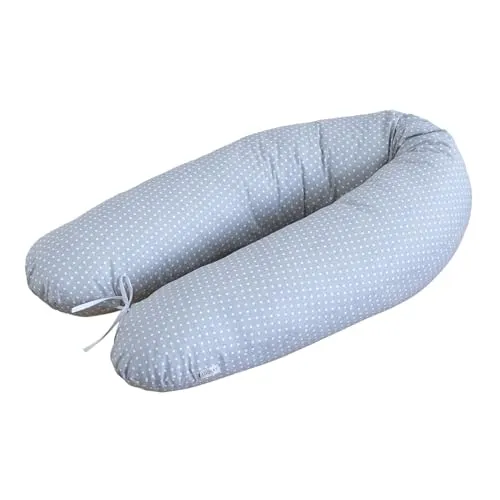 Loolay Stillkissen XXL 170 cm - Stillkissen aus 100% Bio-Baumwolle, mit weicher Füllung für optimalen Komfort während der Schwangerschaft und Stillzeit. Abnehmbarer Bezug mit Reißverschluss für einfache Pflege.