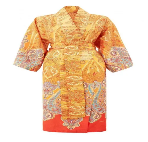 Bassetti RAGUSA Kimono aus 100% Baumwolle, Größe S-M - Eleganter Kimono aus reinem Baumwollsatin mit geschmackvollem Muster. Ideal für stilvolle Anlässe, bietet er einen angenehmen Tragekomfort und ist pflegeleicht bis 60°C waschbar.