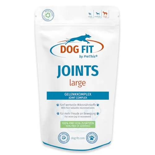 DOG FIT by PreThis® Joints für Hunde I Mit Glucosamin, MSM, Kollagen, Teufelskralle & Weihrauch I Ohne Zusätze I Large ab 25kg