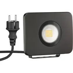 ledscom.de LED Gartenstrahler WEGA für außen, IP44, Stecker, schwarz, 29,6 W, 2361lm, warmweiß